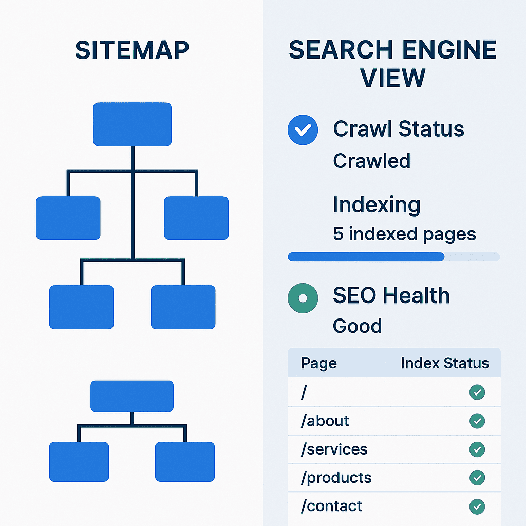 SEO monitoring dashboard showing how search engines view and index your website